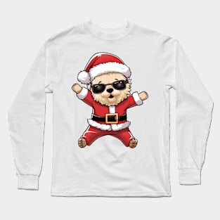 Cartoon Christmas Bichon Frise Dog Dancing Long Sleeve T-Shirt